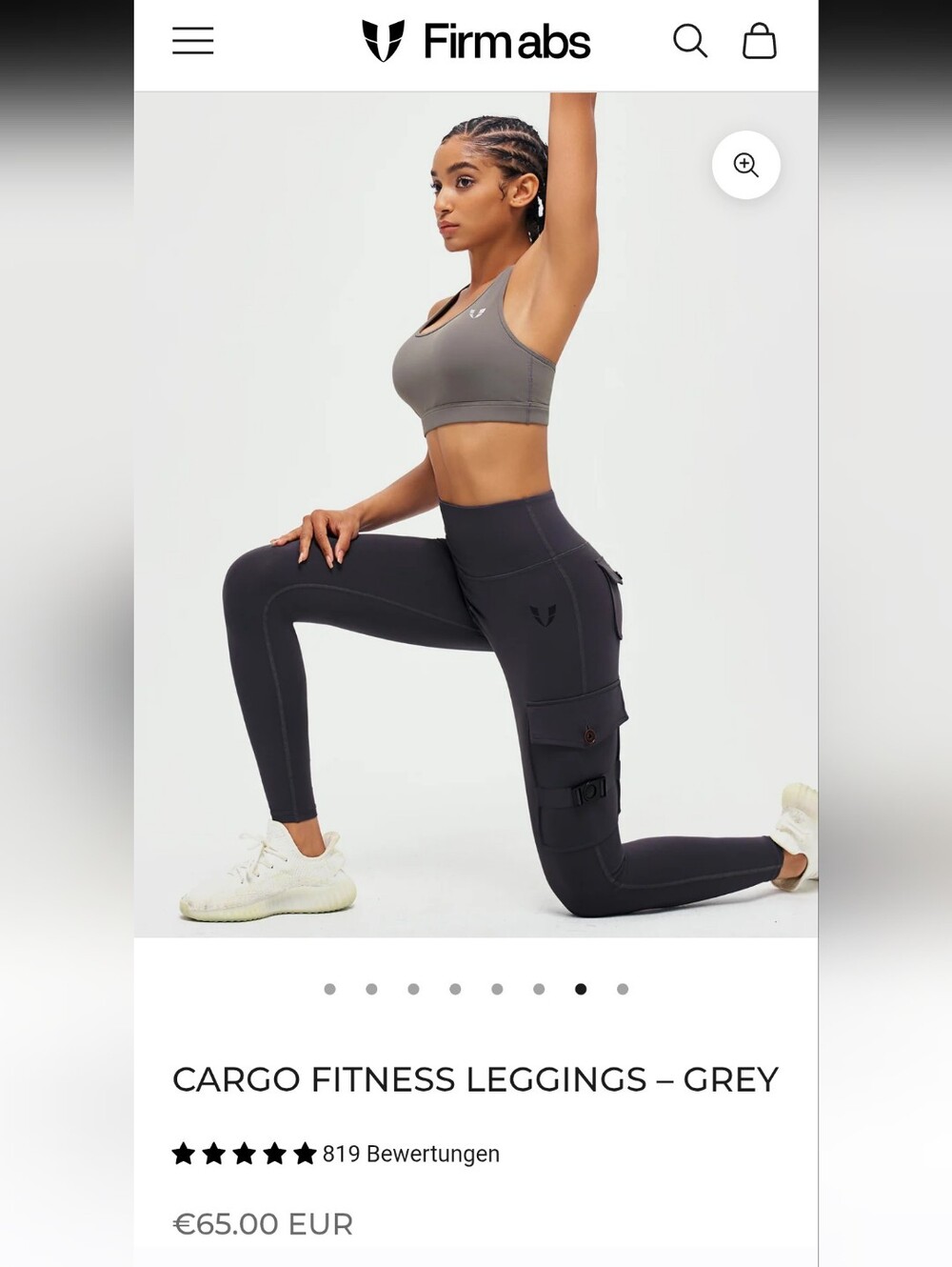 NWOT Firmabs Grey Cargo Fitness Leggings Sz L